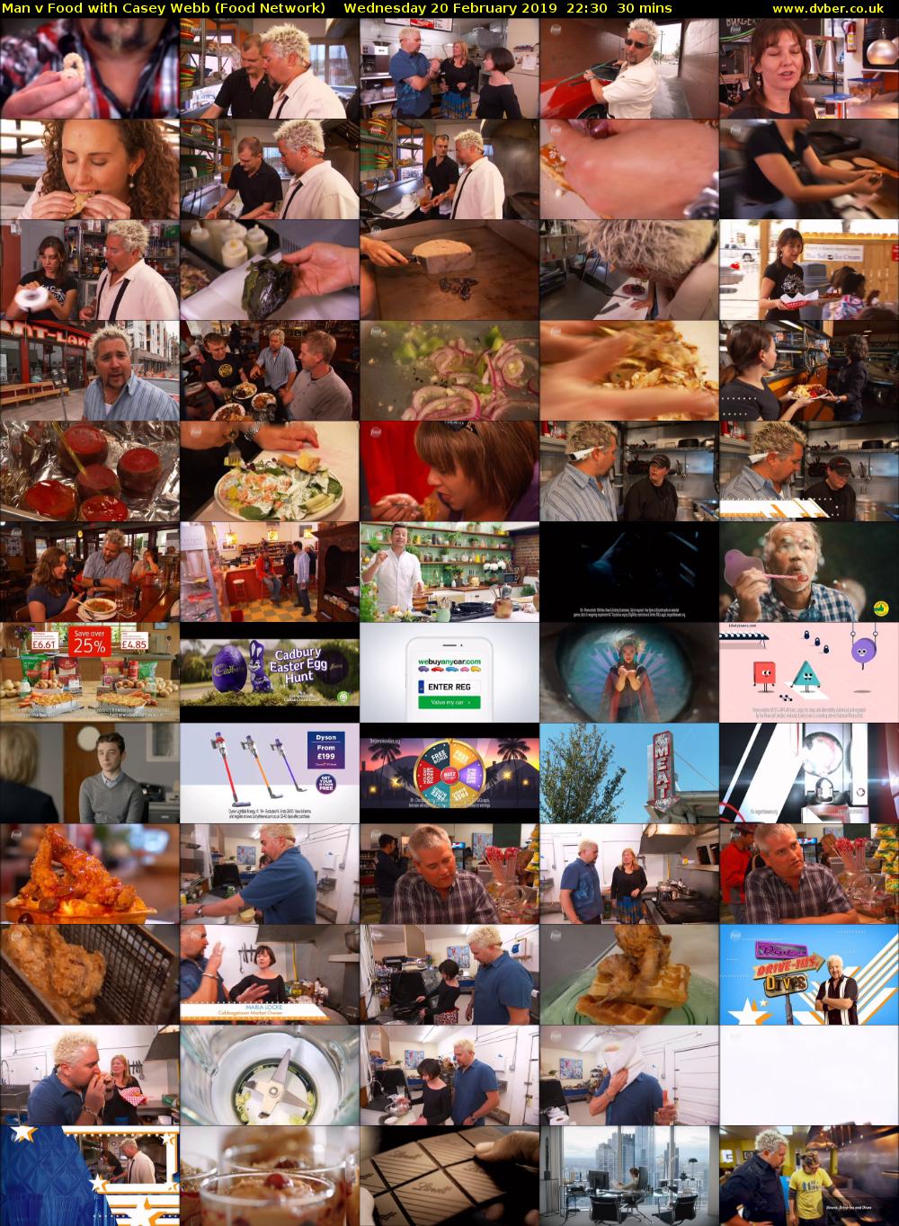 Man v Food with Casey Webb (Food Network) Wednesday 20 February 2019 22:30 - 23:00