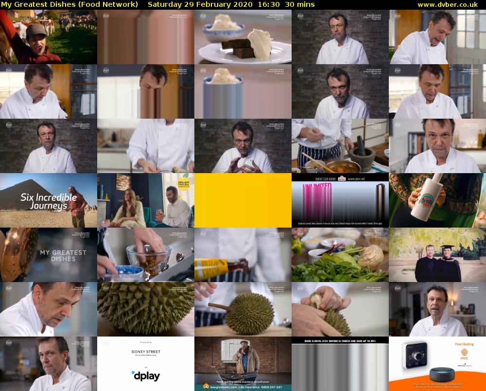 My Greatest Dishes (Food Network) Saturday 29 February 2020 16:30 - 17:00