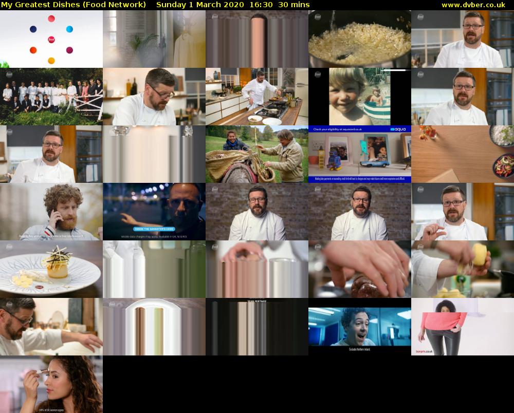 My Greatest Dishes (Food Network) Sunday 1 March 2020 16:30 - 17:00