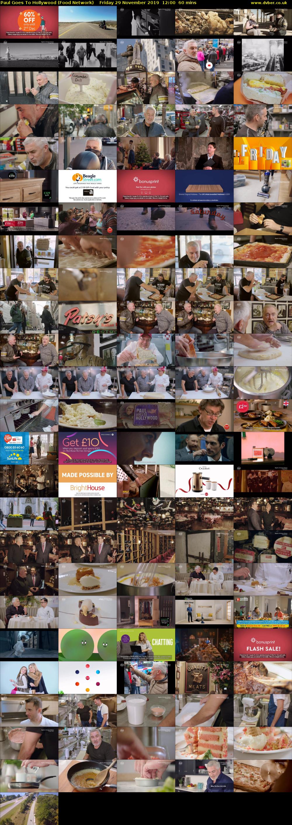 Paul Goes To Hollywood (Food Network) Friday 29 November 2019 12:00 - 13:00