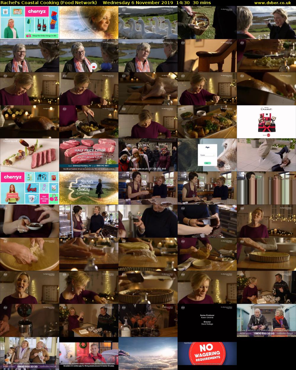 Rachel's Coastal Cooking (Food Network) Wednesday 6 November 2019 14:30 - 15:00