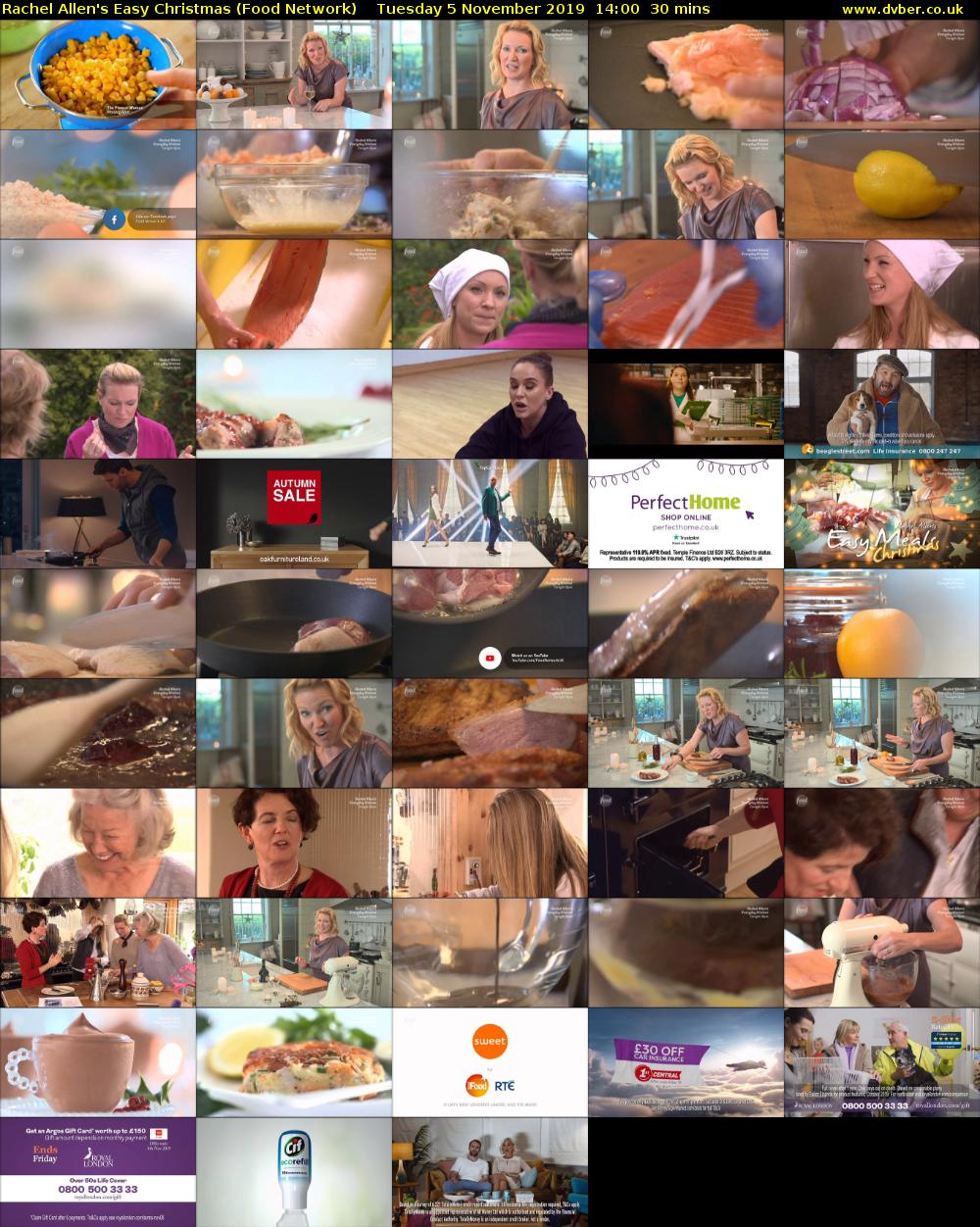 Rachel Allen's Easy Christmas (Food Network) Tuesday 5 November 2019 14:00 - 14:30