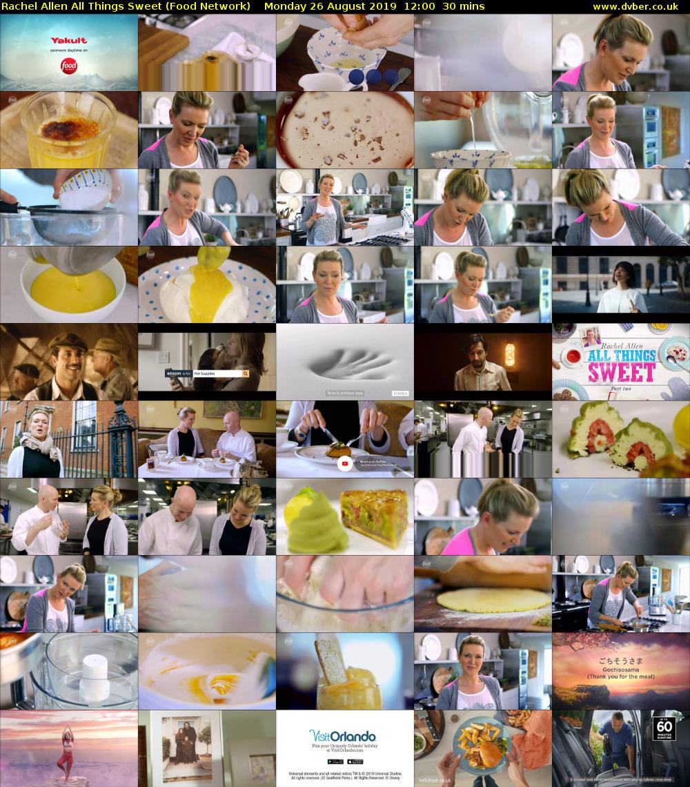 Rachel Allen All Things Sweet (Food Network) Monday 26 August 2019 12:00 - 12:30