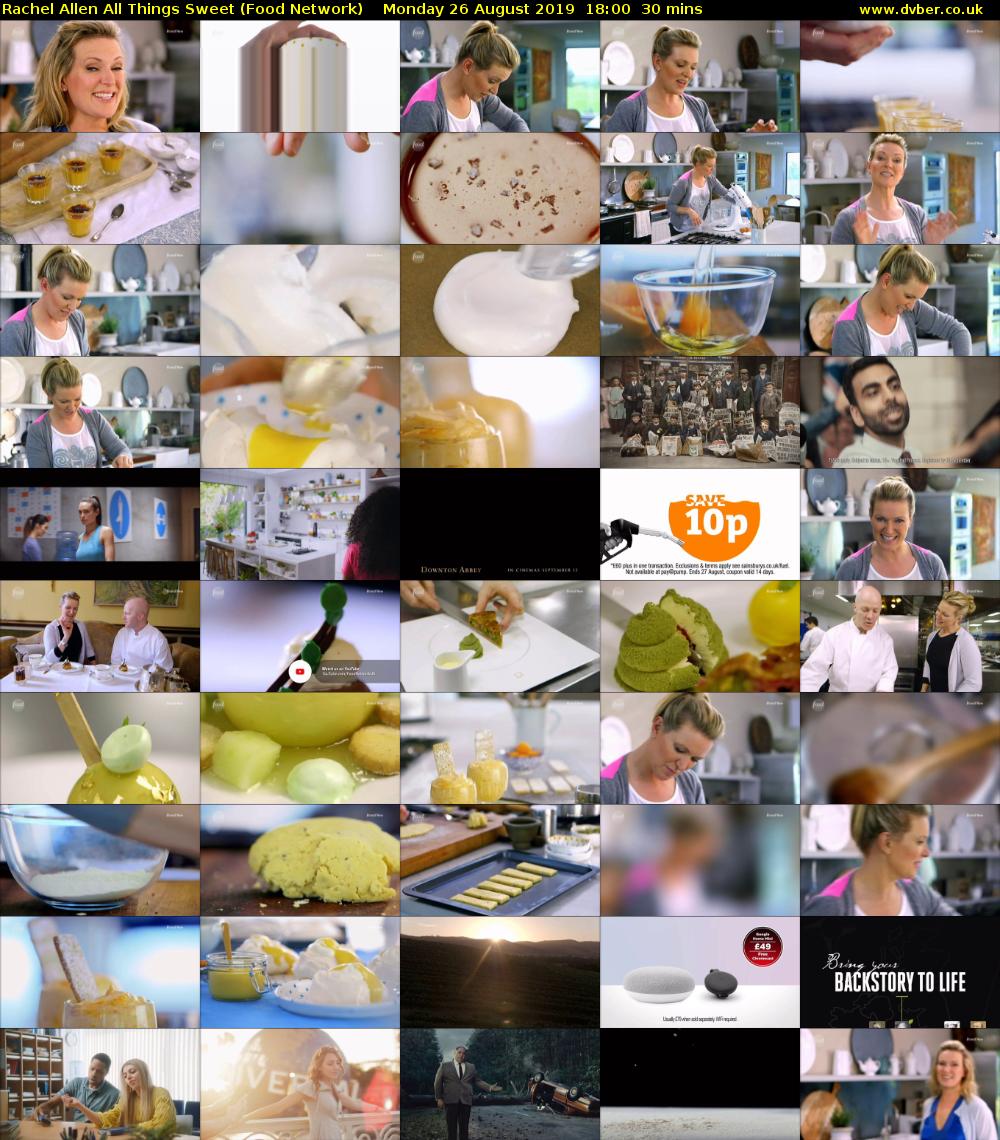 Rachel Allen All Things Sweet (Food Network) Monday 26 August 2019 18:00 - 18:30
