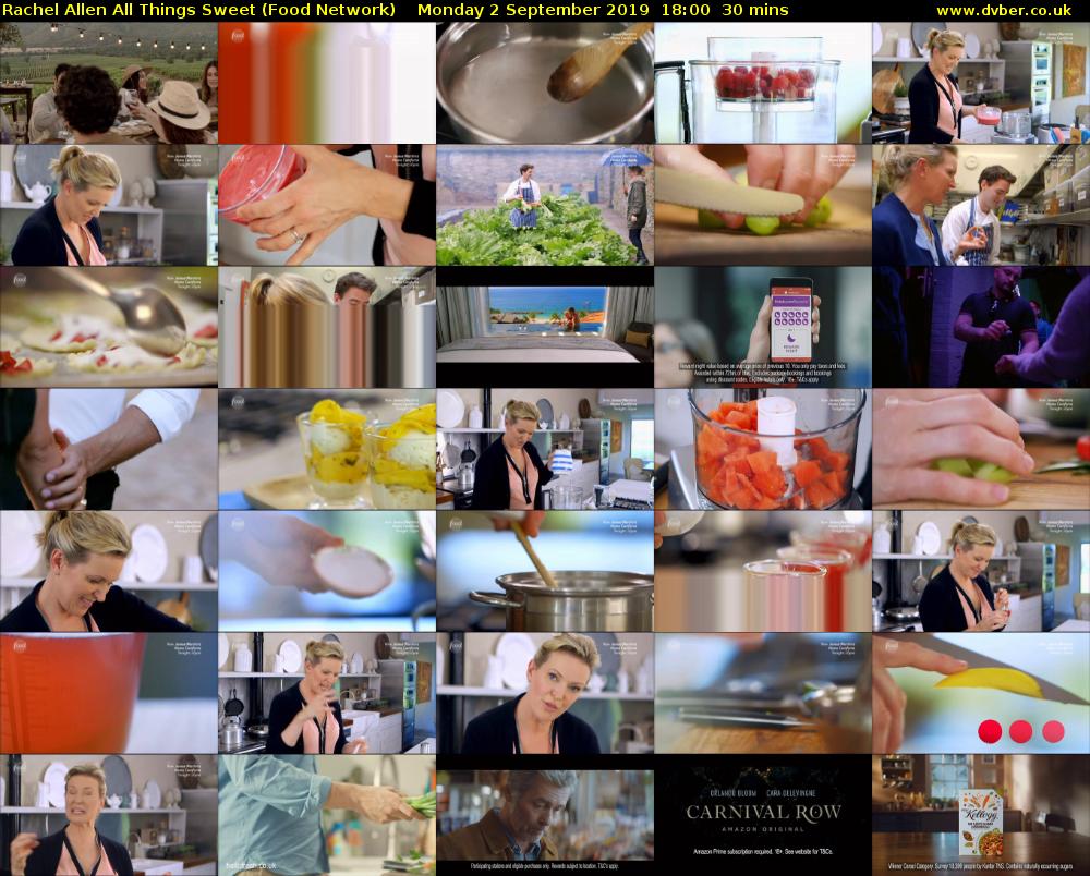 Rachel Allen All Things Sweet (Food Network) Monday 2 September 2019 18:00 - 18:30