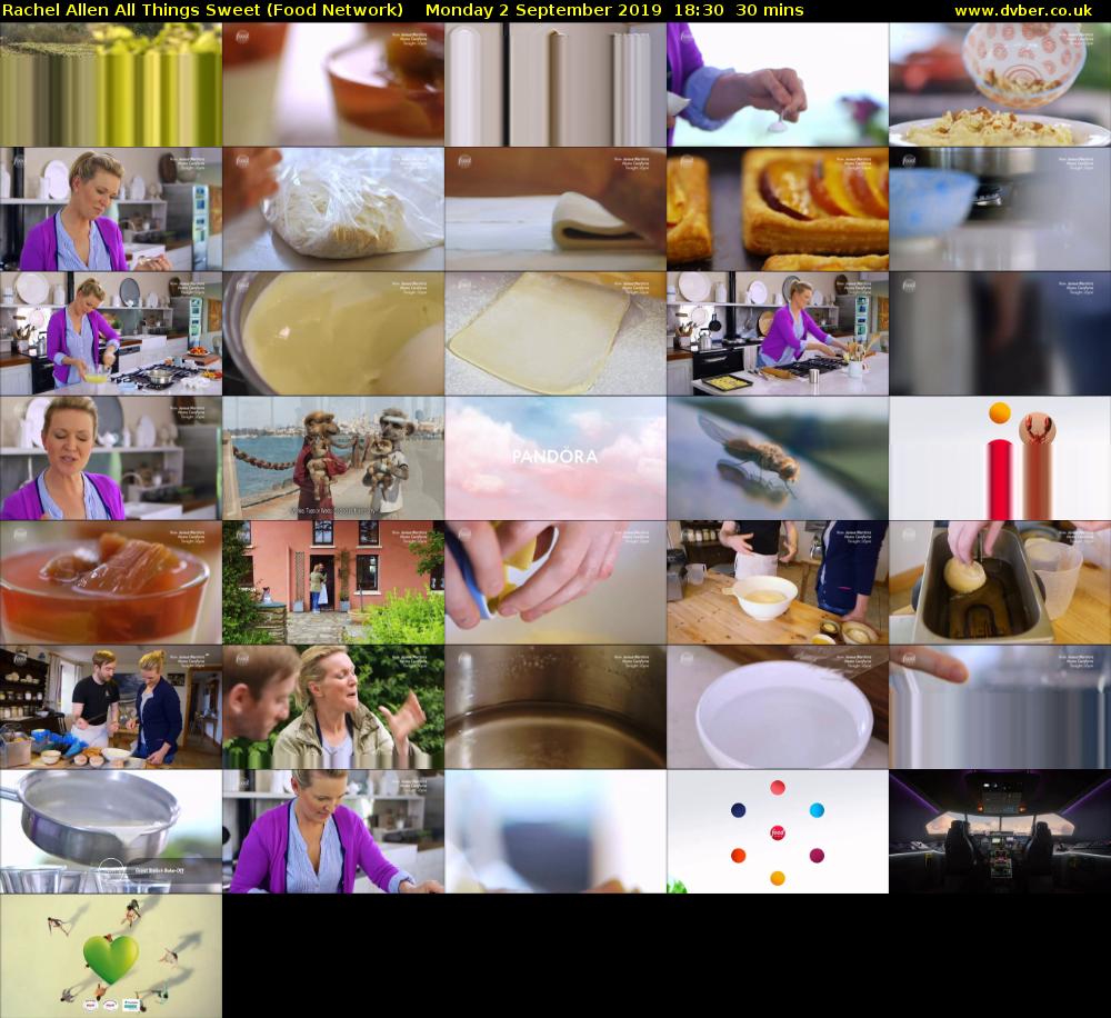 Rachel Allen All Things Sweet (Food Network) Monday 2 September 2019 18:30 - 19:00