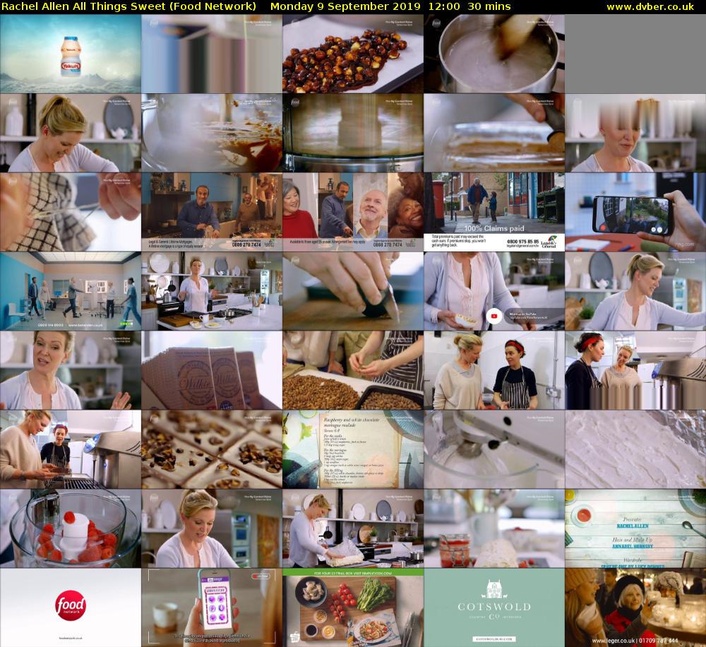 Rachel Allen All Things Sweet (Food Network) Monday 9 September 2019 12:00 - 12:30