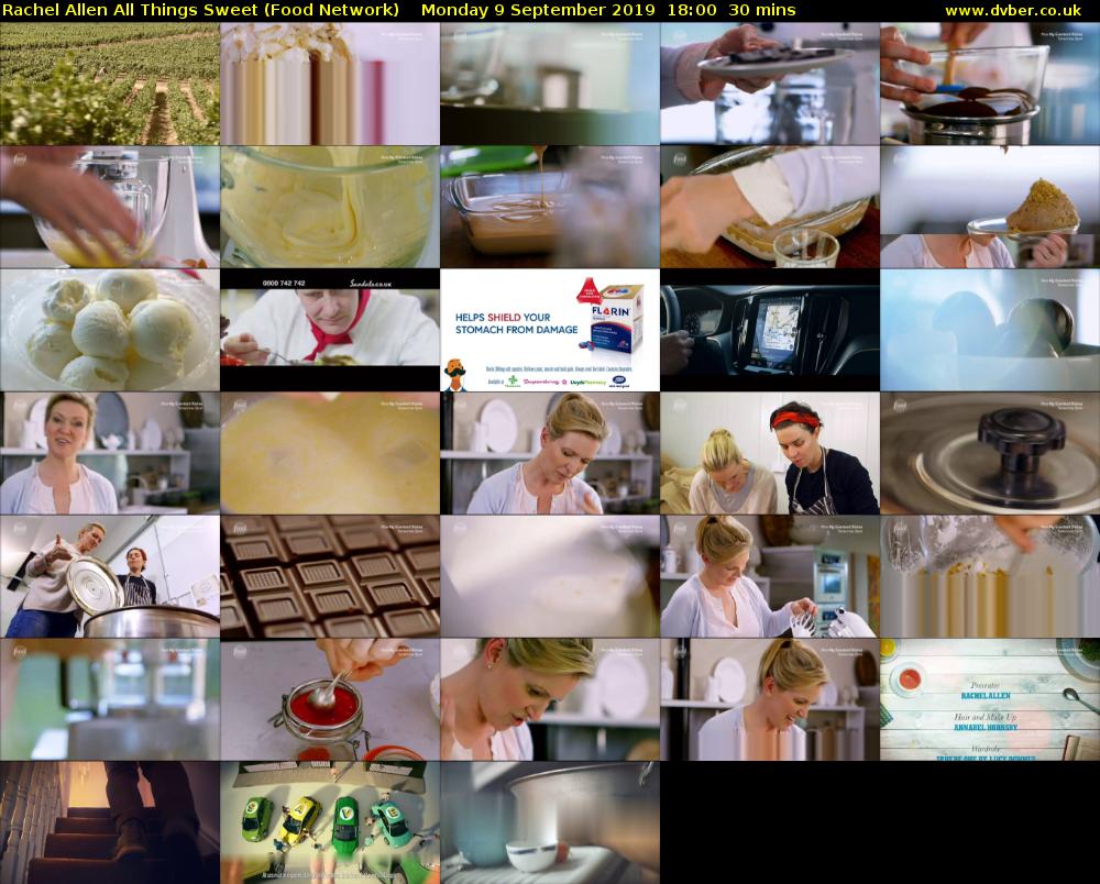 Rachel Allen All Things Sweet (Food Network) Monday 9 September 2019 18:00 - 18:30