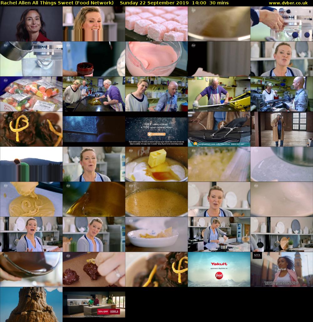 Rachel Allen All Things Sweet (Food Network) Sunday 22 September 2019 14:00 - 14:30