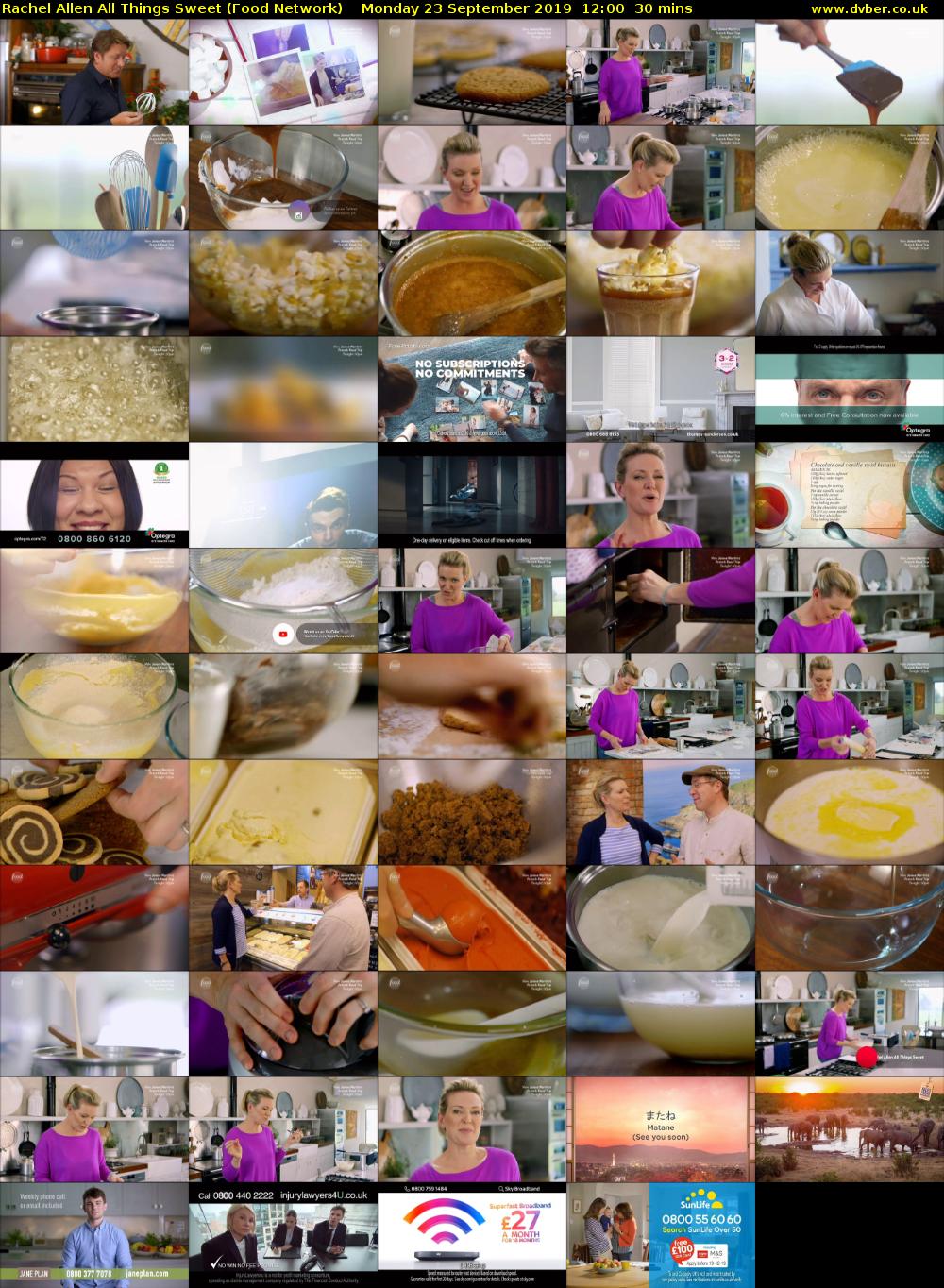 Rachel Allen All Things Sweet (Food Network) Monday 23 September 2019 12:00 - 12:30
