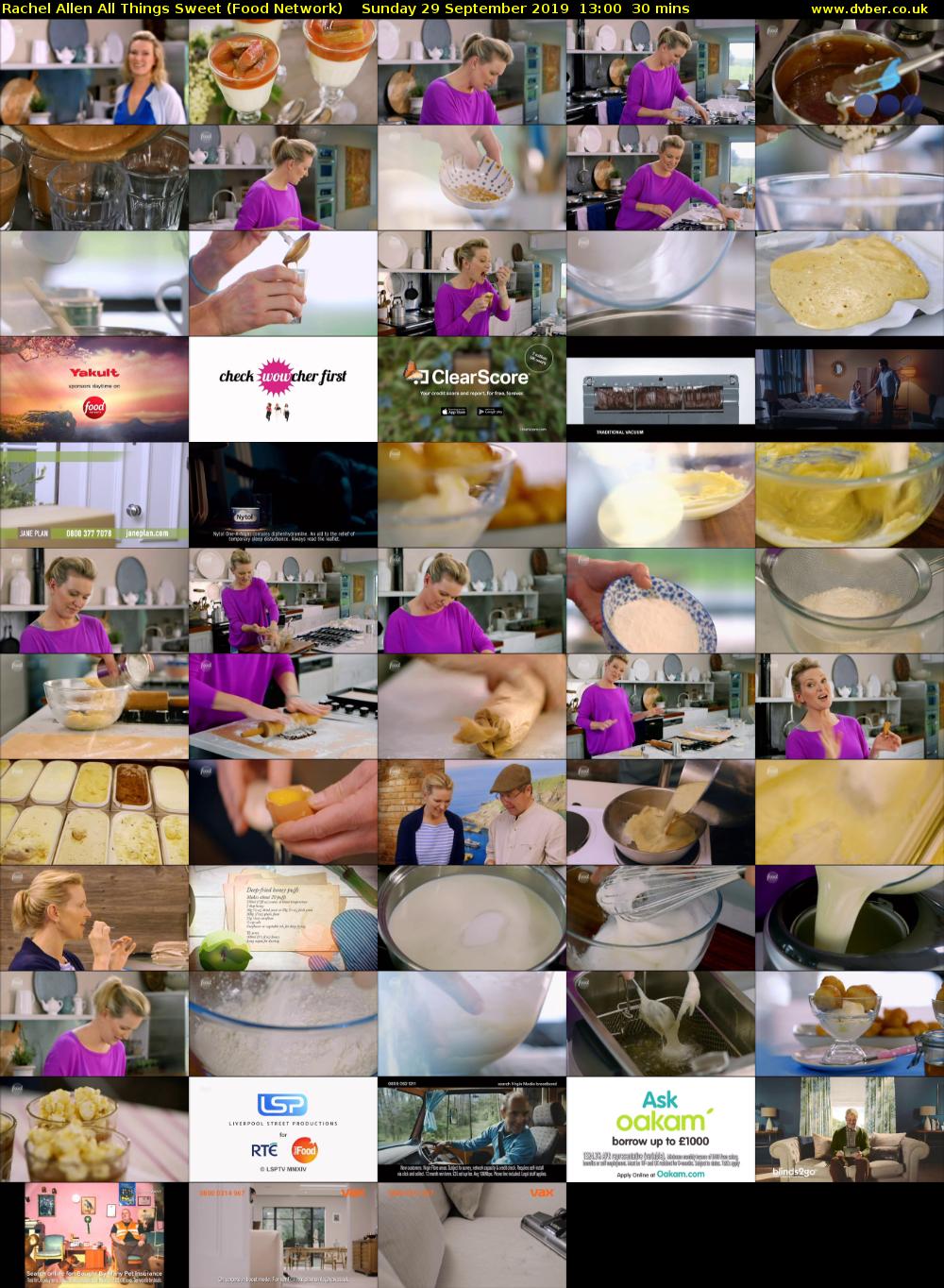 Rachel Allen All Things Sweet (Food Network) Sunday 29 September 2019 13:00 - 13:30