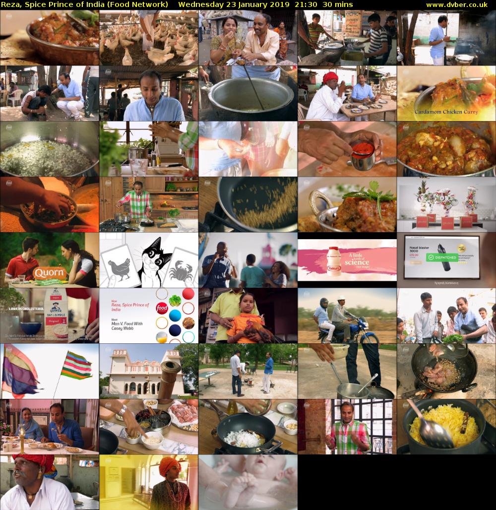 Reza, Spice Prince of India (Food Network) Wednesday 23 January 2019 21:30 - 22:00