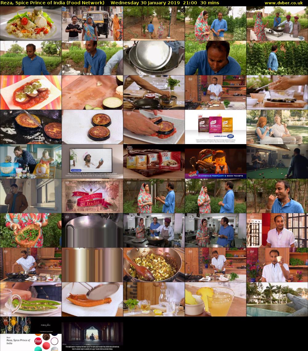 Reza, Spice Prince of India (Food Network) Wednesday 30 January 2019 21:00 - 21:30