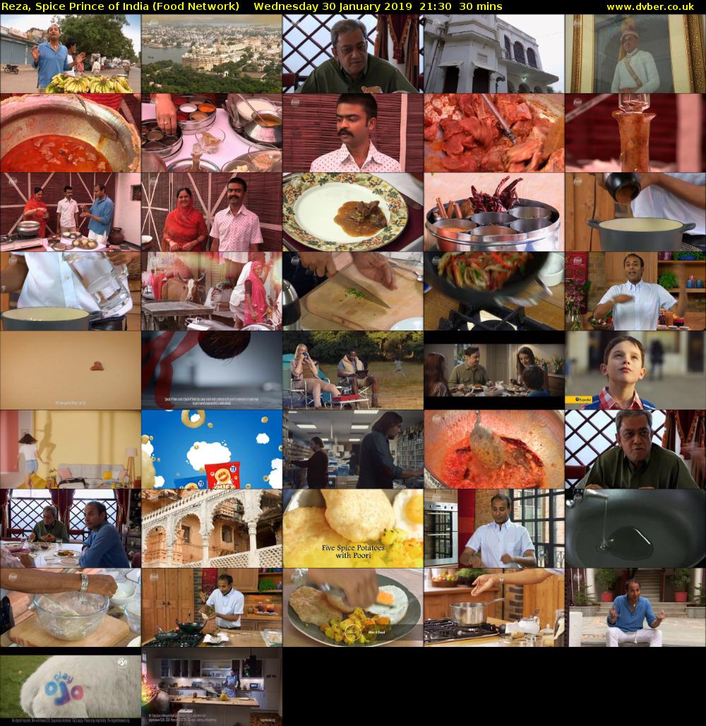Reza, Spice Prince of India (Food Network) Wednesday 30 January 2019 21:30 - 22:00