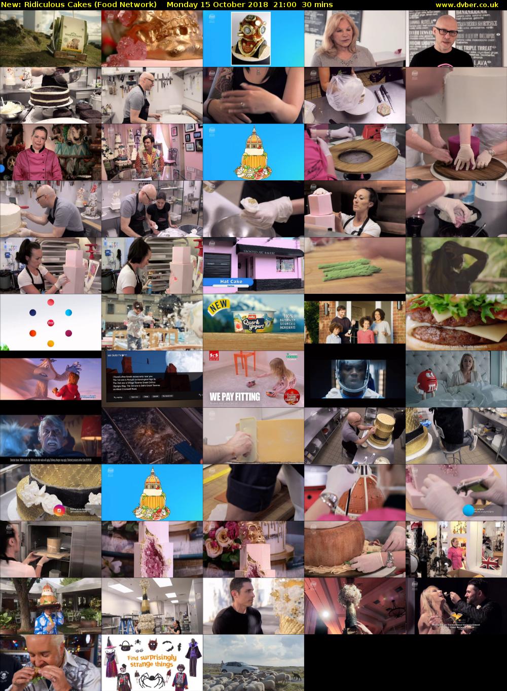 Ridiculous Cakes (Food Network) Monday 15 October 2018 21:00 - 21:30