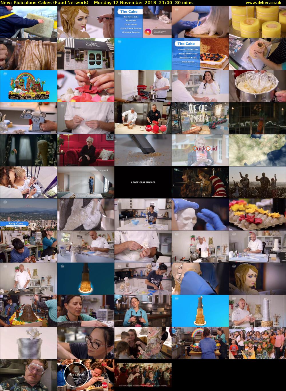 Ridiculous Cakes (Food Network) Monday 12 November 2018 21:00 - 21:30