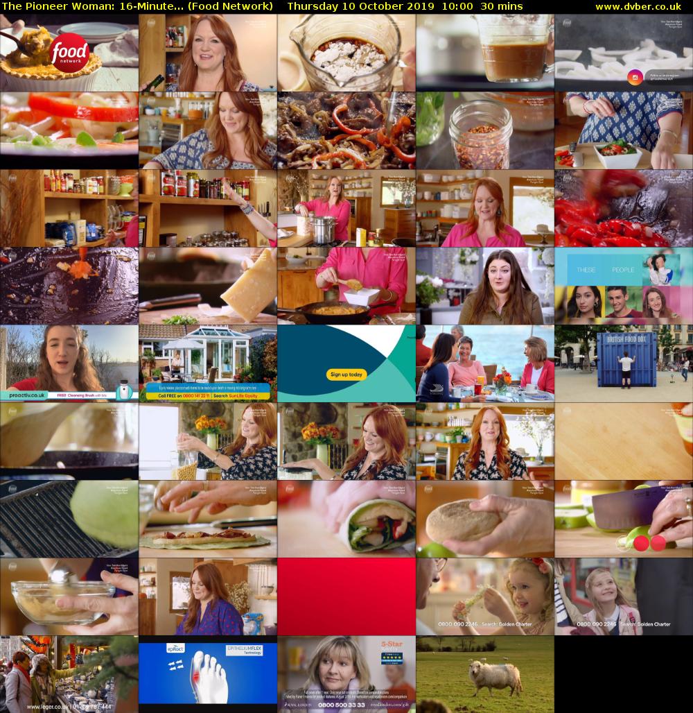 The Pioneer Woman: 16-Minute... (Food Network) Thursday 10 October 2019 10:00 - 10:30