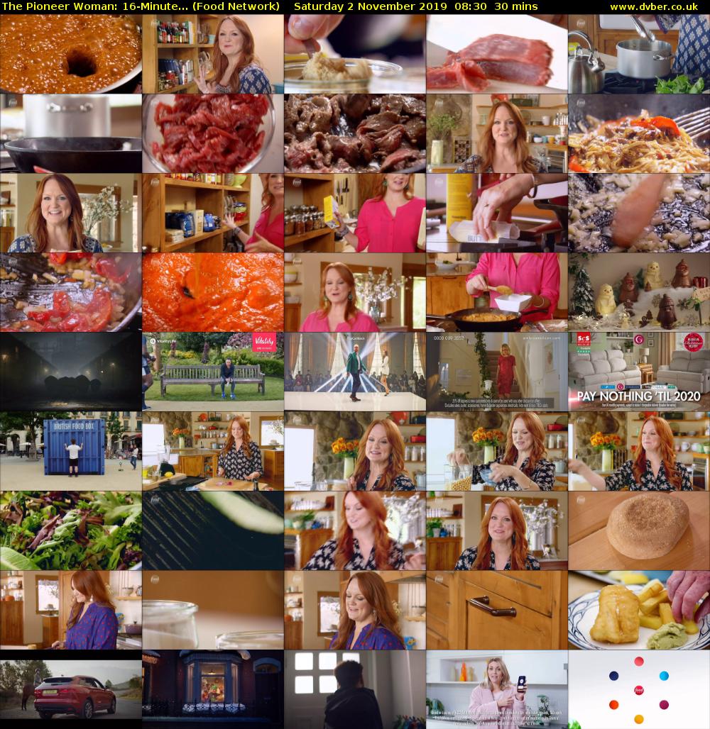 The Pioneer Woman: 16-Minute... (Food Network) Saturday 2 November 2019 08:30 - 09:00