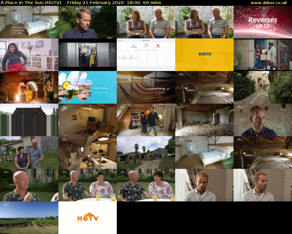 A Place In The Sun (HGTV) Friday 21 February 2020 18:00 - 19:00