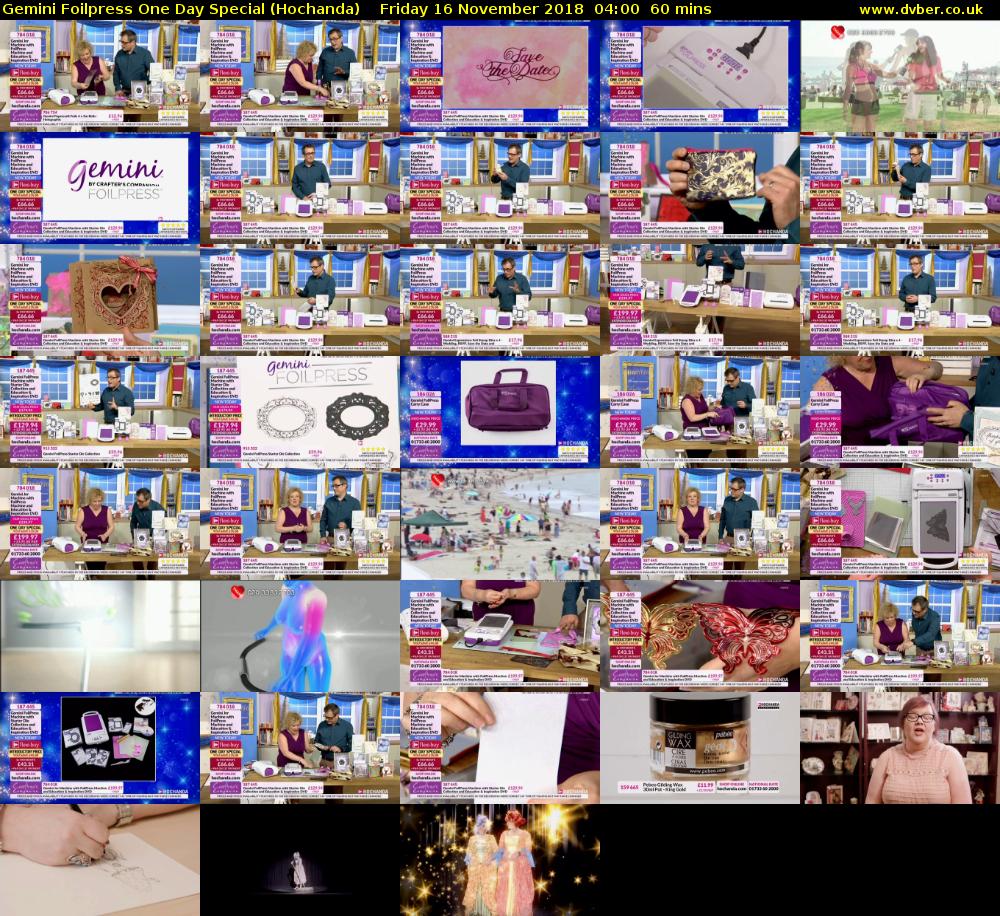 Gemini Foilpress One Day Special (Hochanda) Friday 16 November 2018 04:00 - 05:00