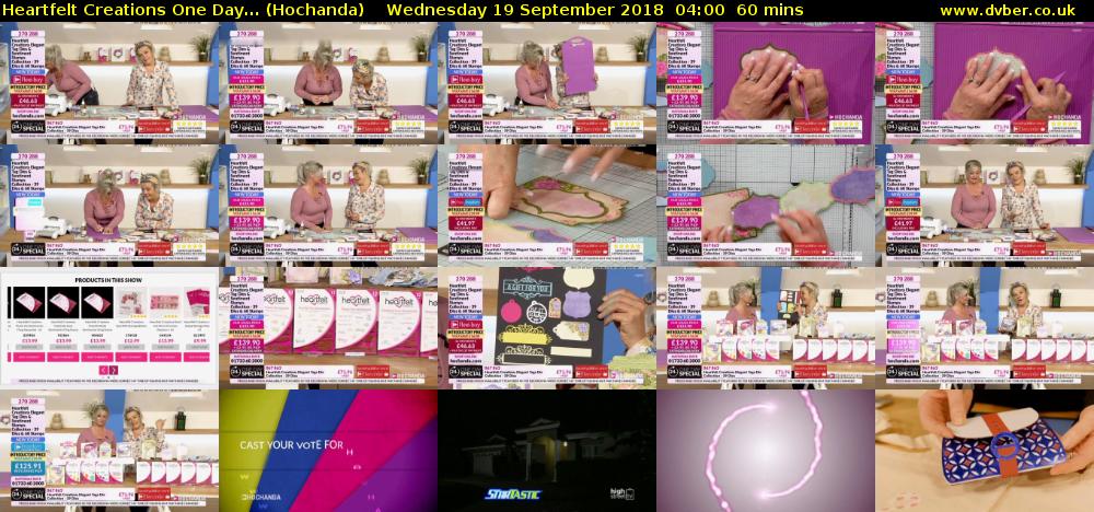Heartfelt Creations One Day... (Hochanda) Wednesday 19 September 2018 04:00 - 05:00