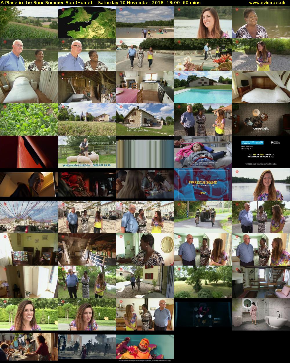 A Place in the Sun: Summer Sun (Home) Saturday 10 November 2018 18:00 - 19:00