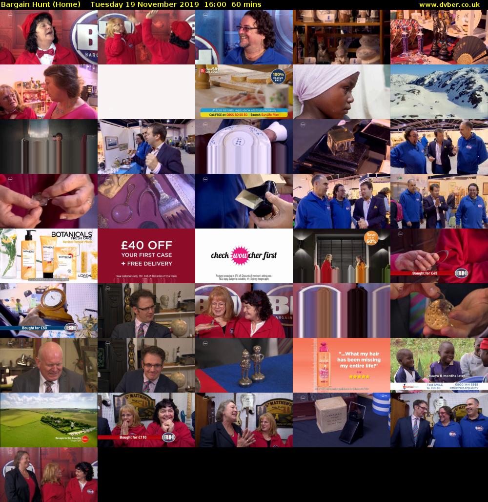 Bargain Hunt (Home) Tuesday 19 November 2019 16:00 - 17:00