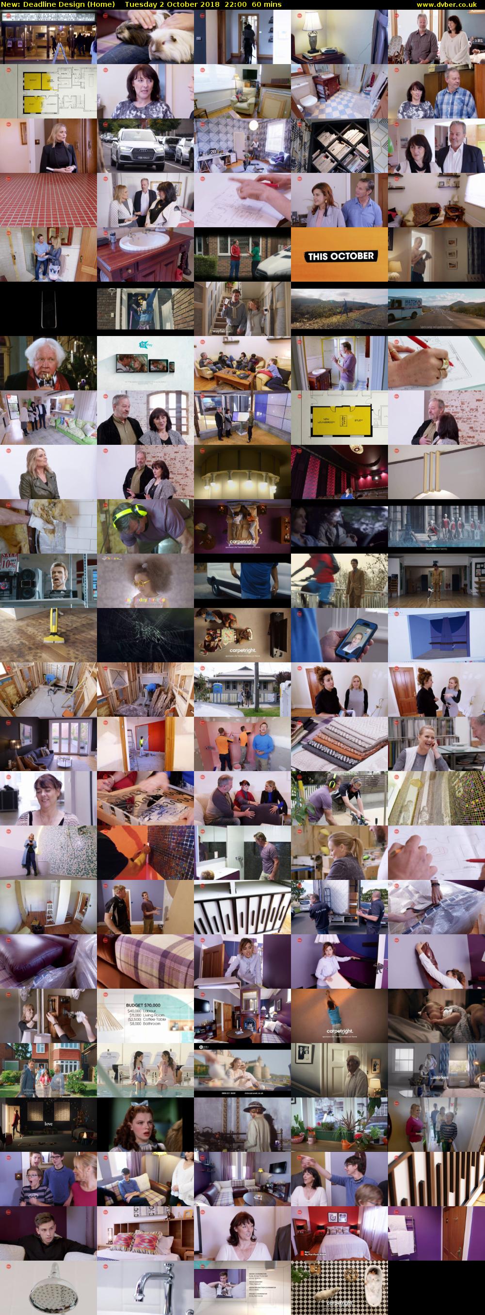Deadline Design (Home) Tuesday 2 October 2018 22:00 - 23:00