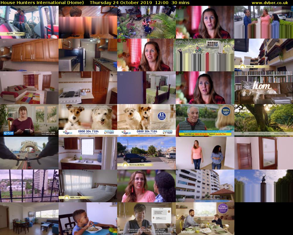 House Hunters International (Home) Thursday 24 October 2019 12:00 - 12:30