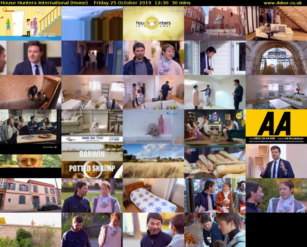 House Hunters International (Home) Friday 25 October 2019 12:30 - 13:00