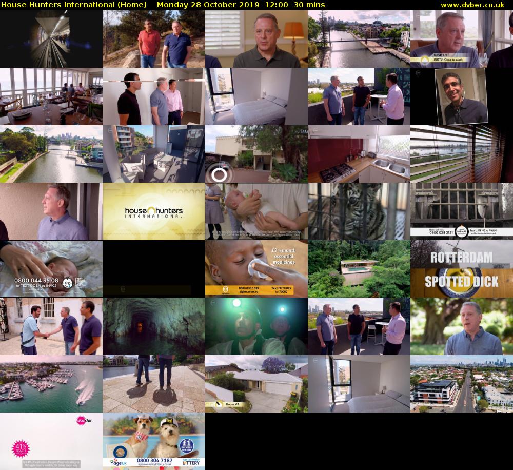 House Hunters International (Home) Monday 28 October 2019 12:00 - 12:30