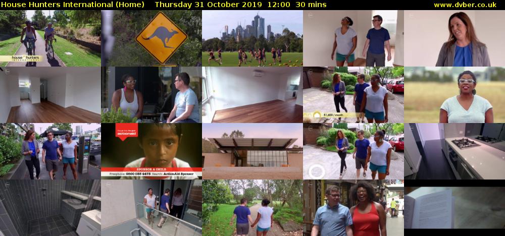 House Hunters International (Home) Thursday 31 October 2019 12:00 - 12:30