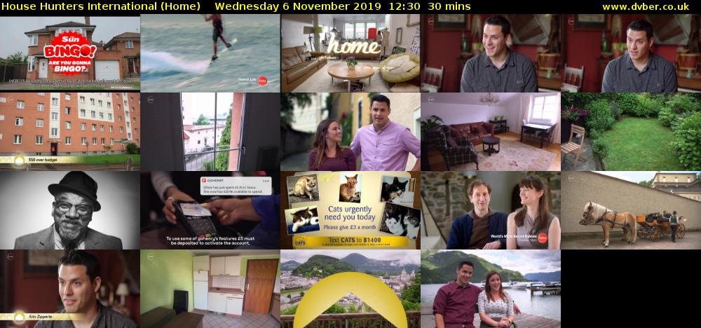 House Hunters International (Home) Wednesday 6 November 2019 12:30 - 13:00