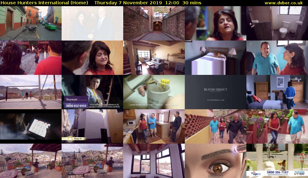 House Hunters International (Home) Thursday 7 November 2019 12:00 - 12:30