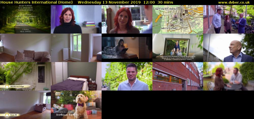 House Hunters International (Home) Wednesday 13 November 2019 12:00 - 12:30