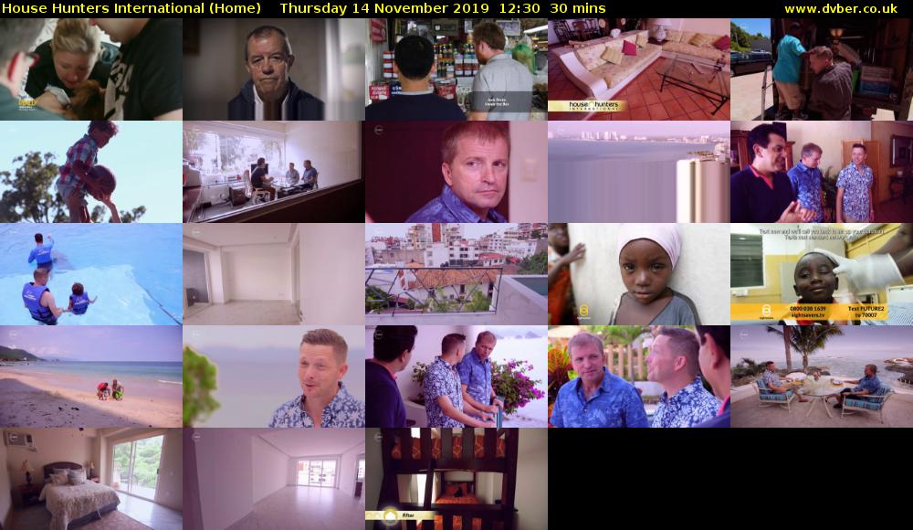 House Hunters International (Home) Thursday 14 November 2019 12:30 - 13:00