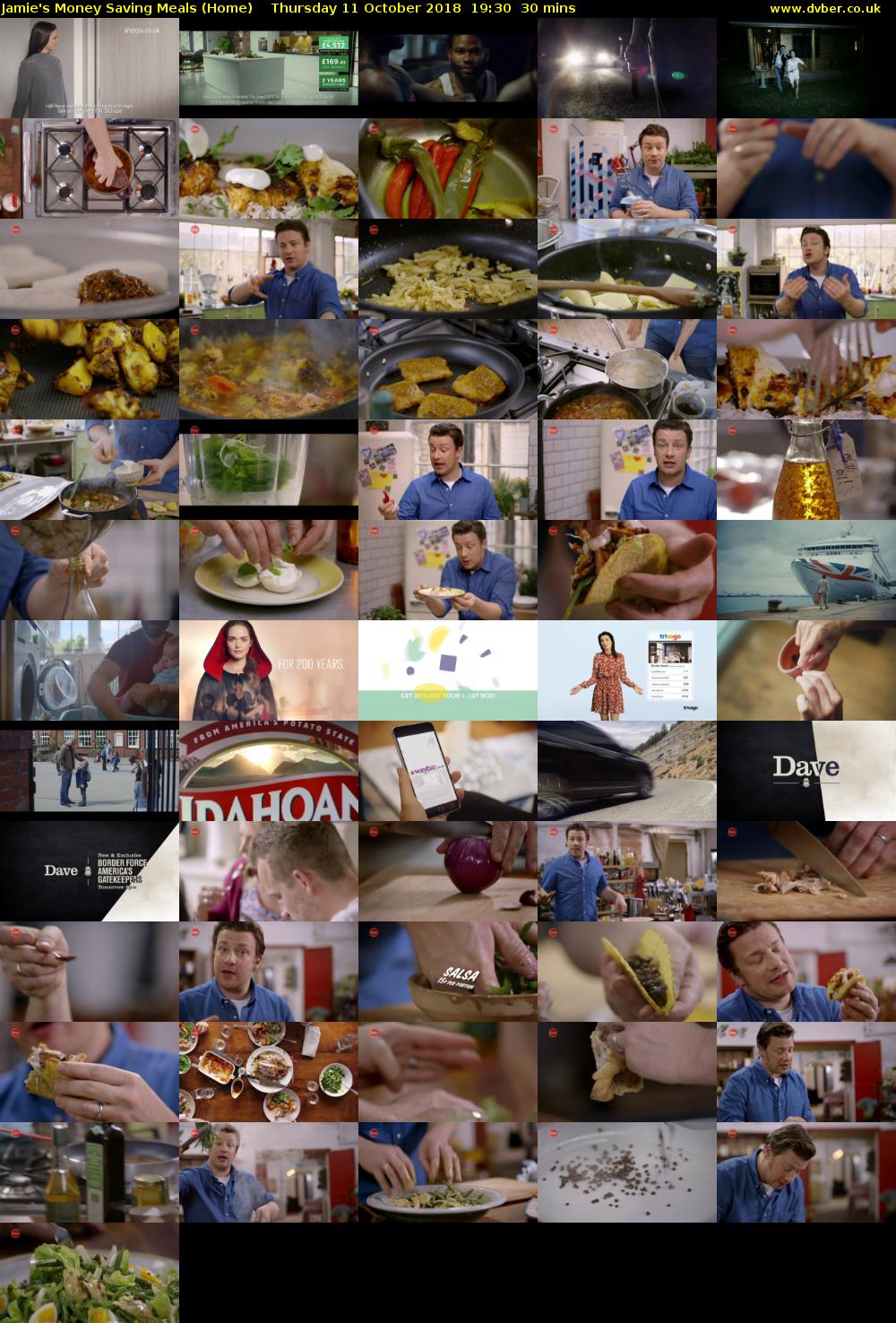 Jamie's Money Saving Meals (Home) Thursday 11 October 2018 19:30 - 20:00