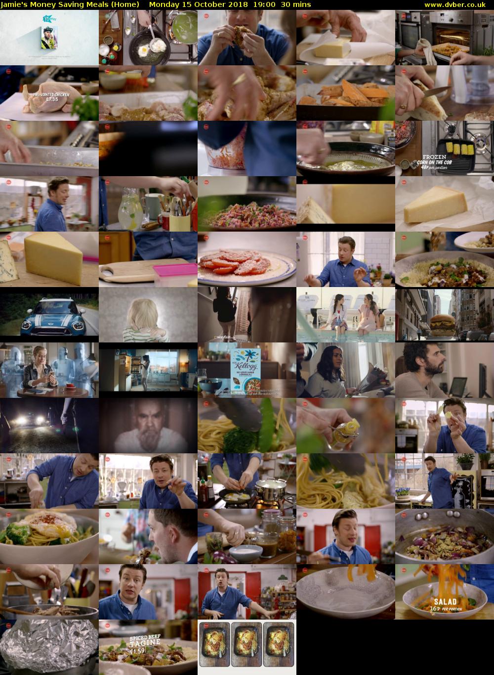 Jamie's Money Saving Meals (Home) Monday 15 October 2018 19:00 - 19:30