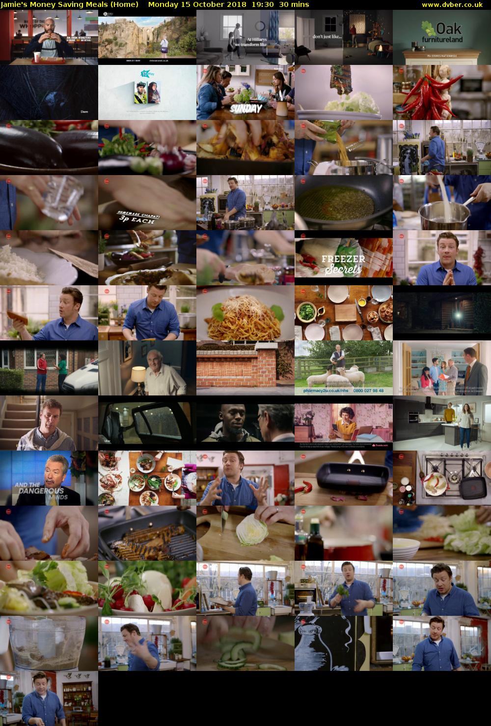 Jamie's Money Saving Meals (Home) Monday 15 October 2018 19:30 - 20:00