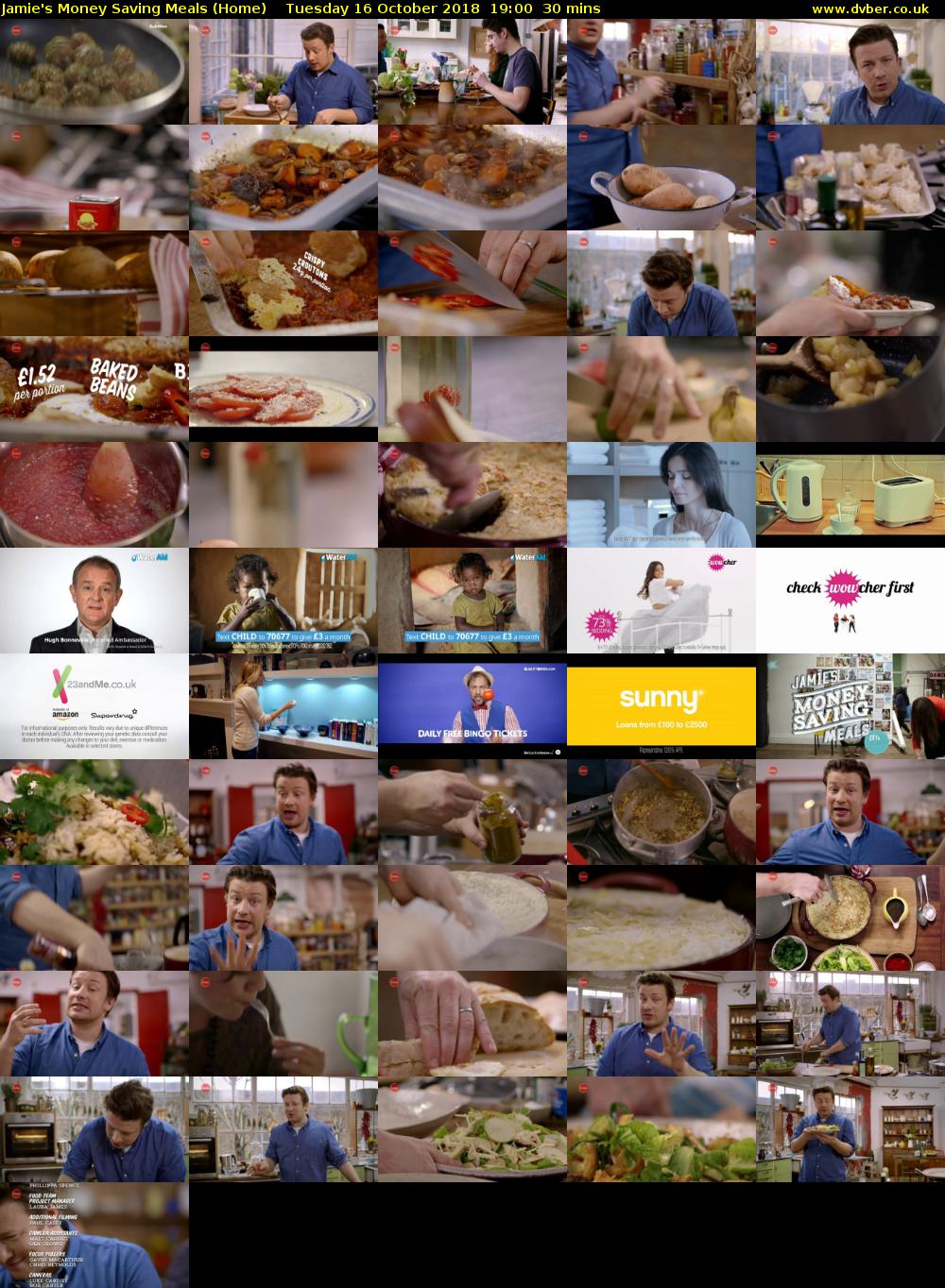 Jamie's Money Saving Meals (Home) Tuesday 16 October 2018 19:00 - 19:30