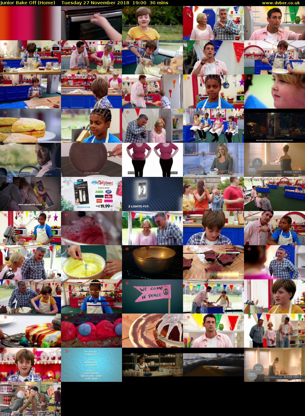 Junior Bake Off (Home) Tuesday 27 November 2018 19:00 - 19:30