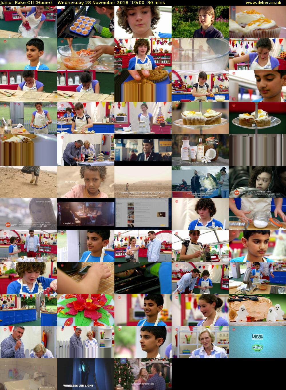 Junior Bake Off (Home) Wednesday 28 November 2018 19:00 - 19:30