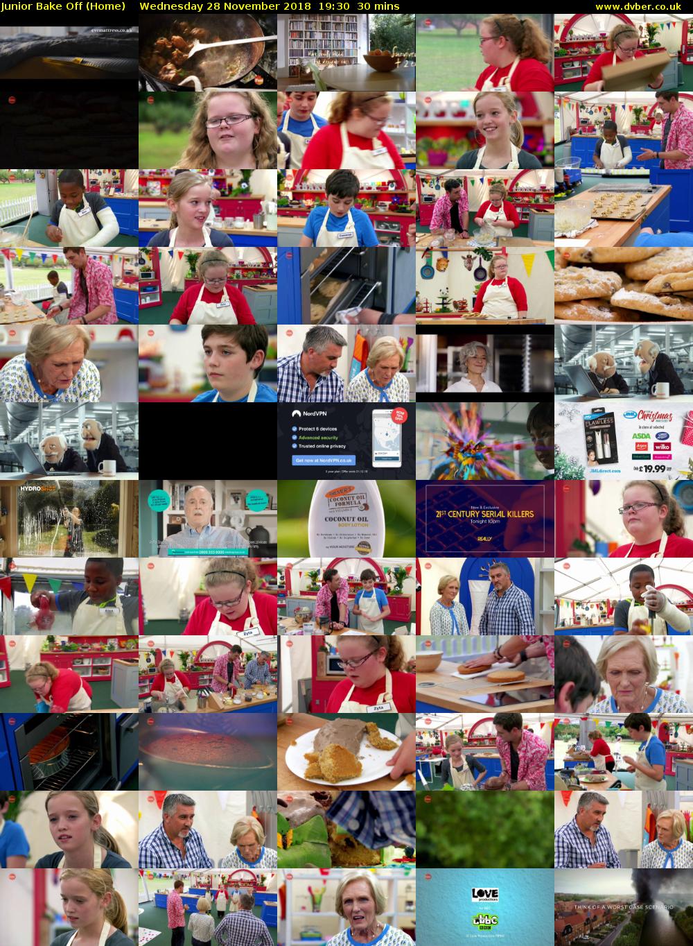 Junior Bake Off (Home) Wednesday 28 November 2018 19:30 - 20:00