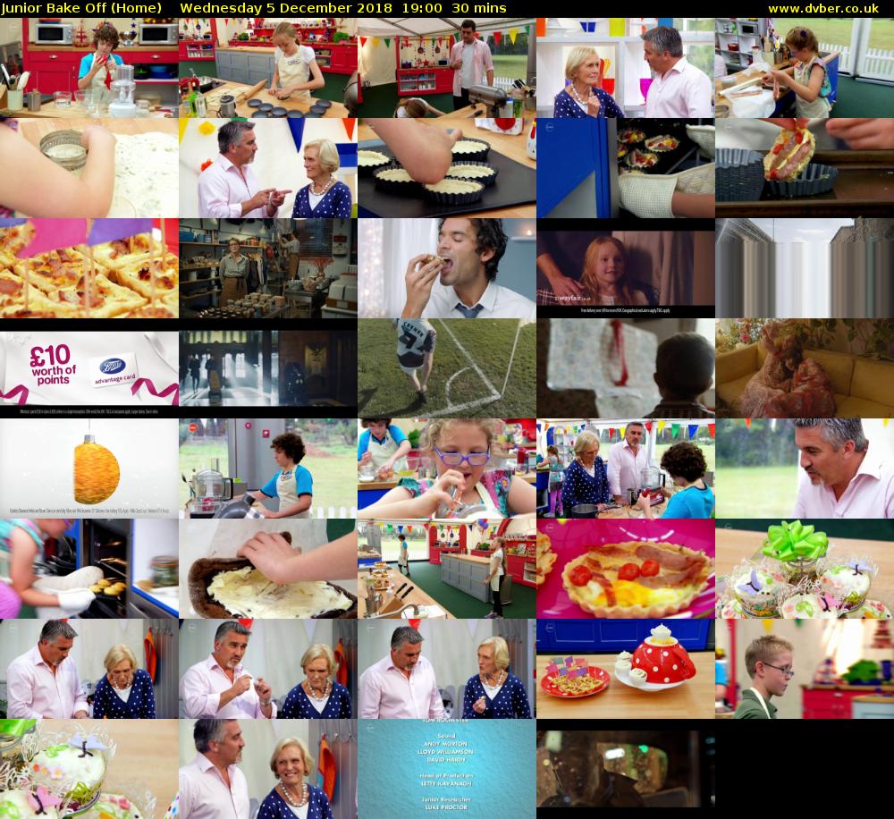 Junior Bake Off (Home) Wednesday 5 December 2018 19:00 - 19:30