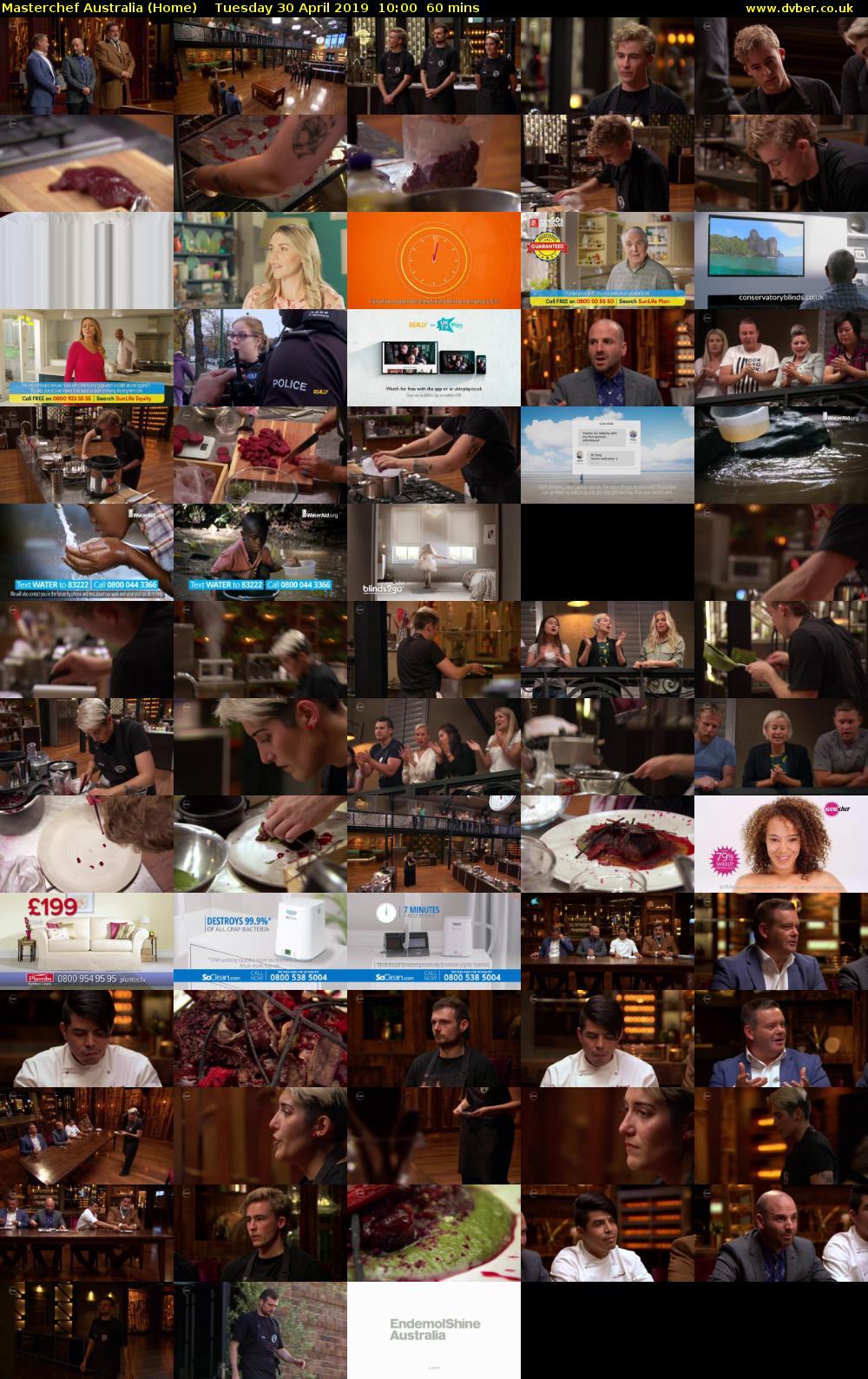 MasterChef Australia (Home) Tuesday 30 April 2019 10:00 - 11:00