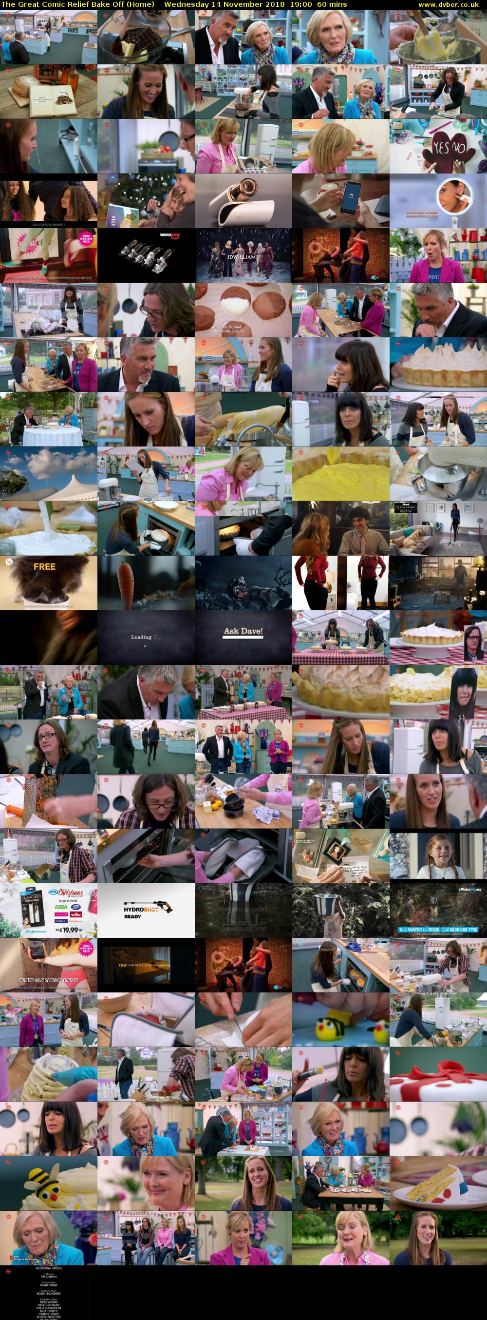 The Great Comic Relief Bake Off (Home) Wednesday 14 November 2018 19:00 - 20:00