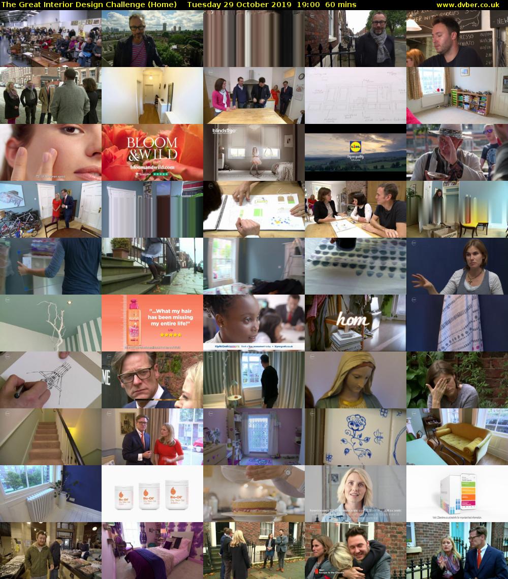 The Great Interior Design Challenge (Home) Tuesday 29 October 2019 19:00 - 20:00