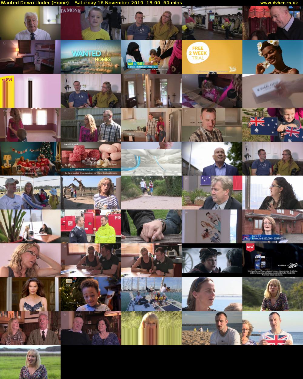 Wanted Down Under (Home) Saturday 16 November 2019 18:00 - 19:00