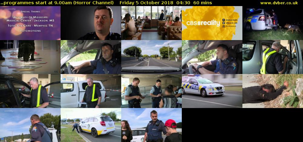 ..programmes start at 9.00am (Horror Channel) Friday 5 October 2018 04:30 - 05:30