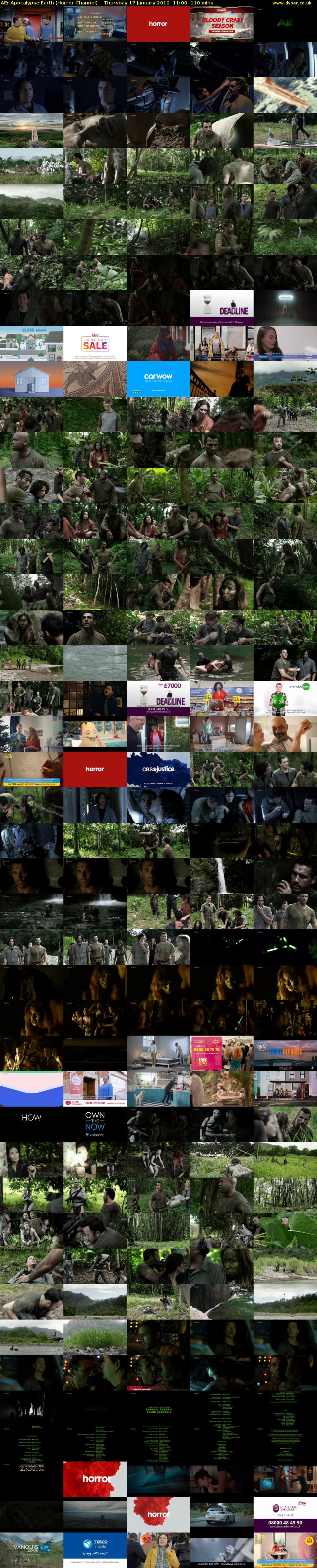 AE: Apocalypse Earth (Horror Channel) Thursday 17 January 2019 11:00 - 12:50